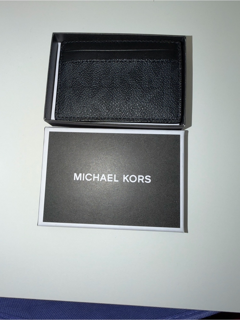 Michael Kors Black Textured Leather Card Case with Money Clip